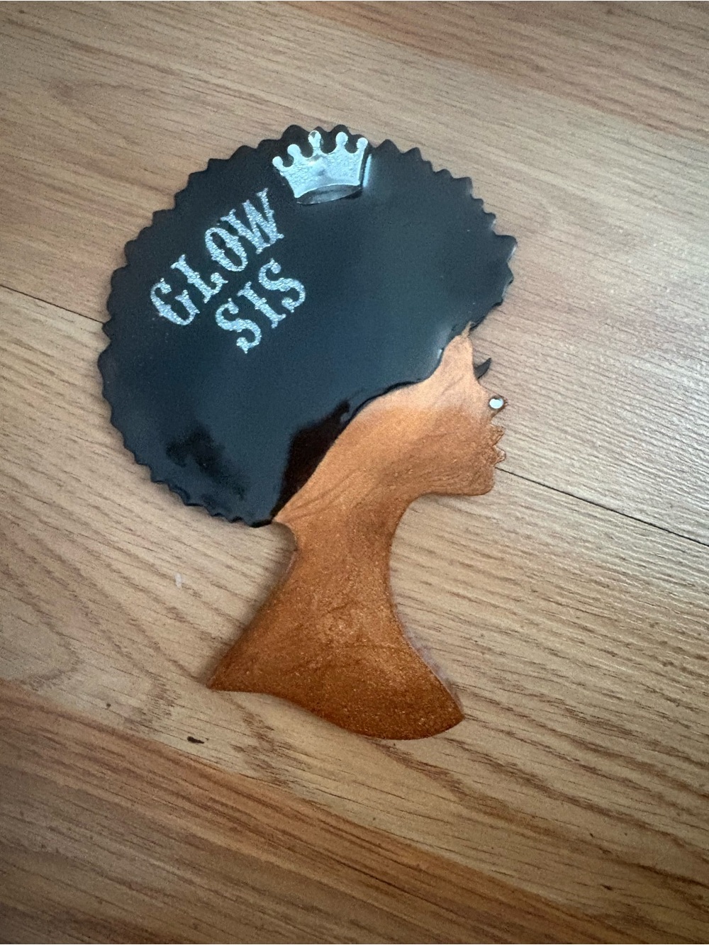Glow Sis Bronze & Black Makeup Accent Coaster